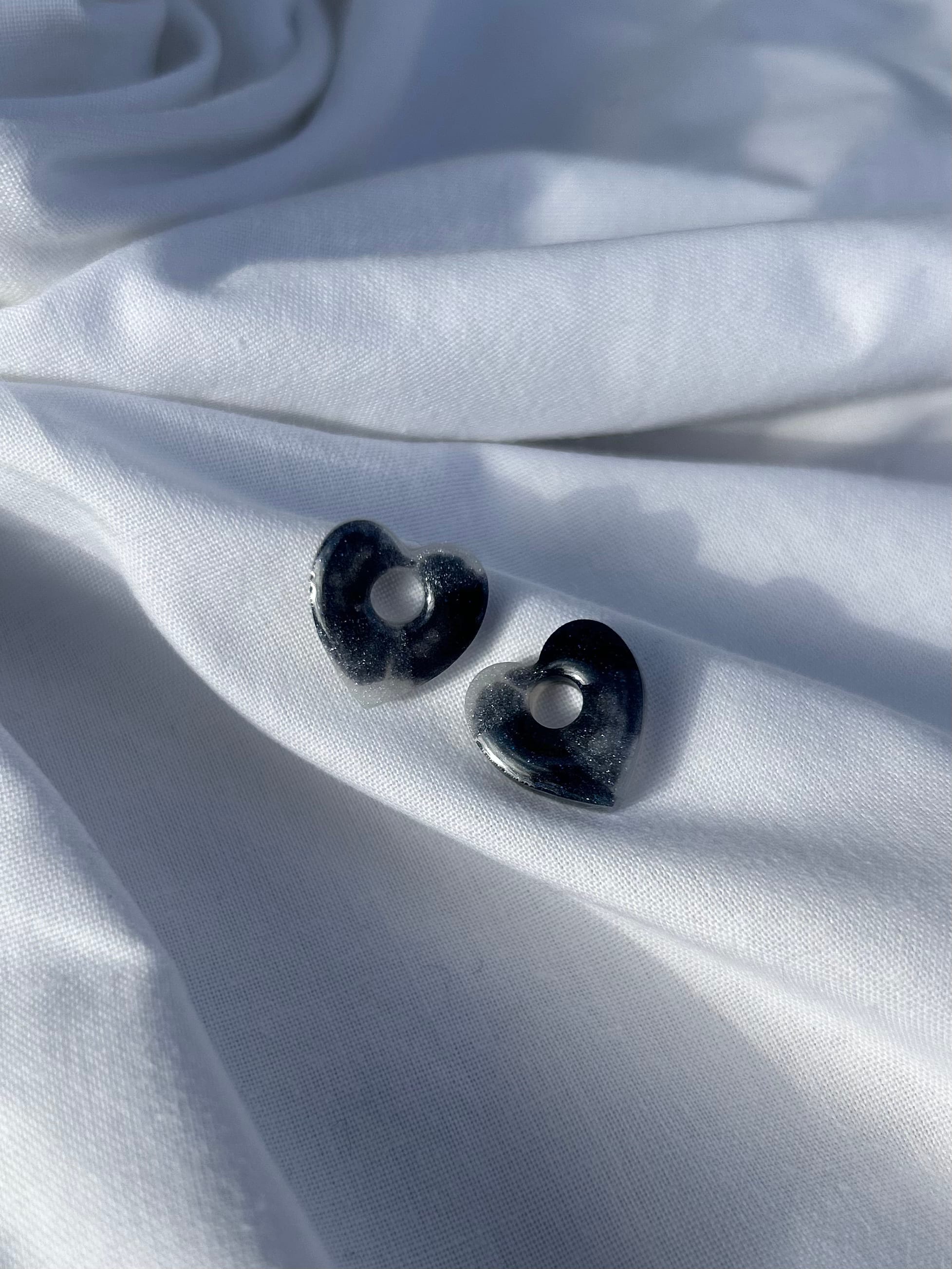 Pampilles cœur bleu et blanc