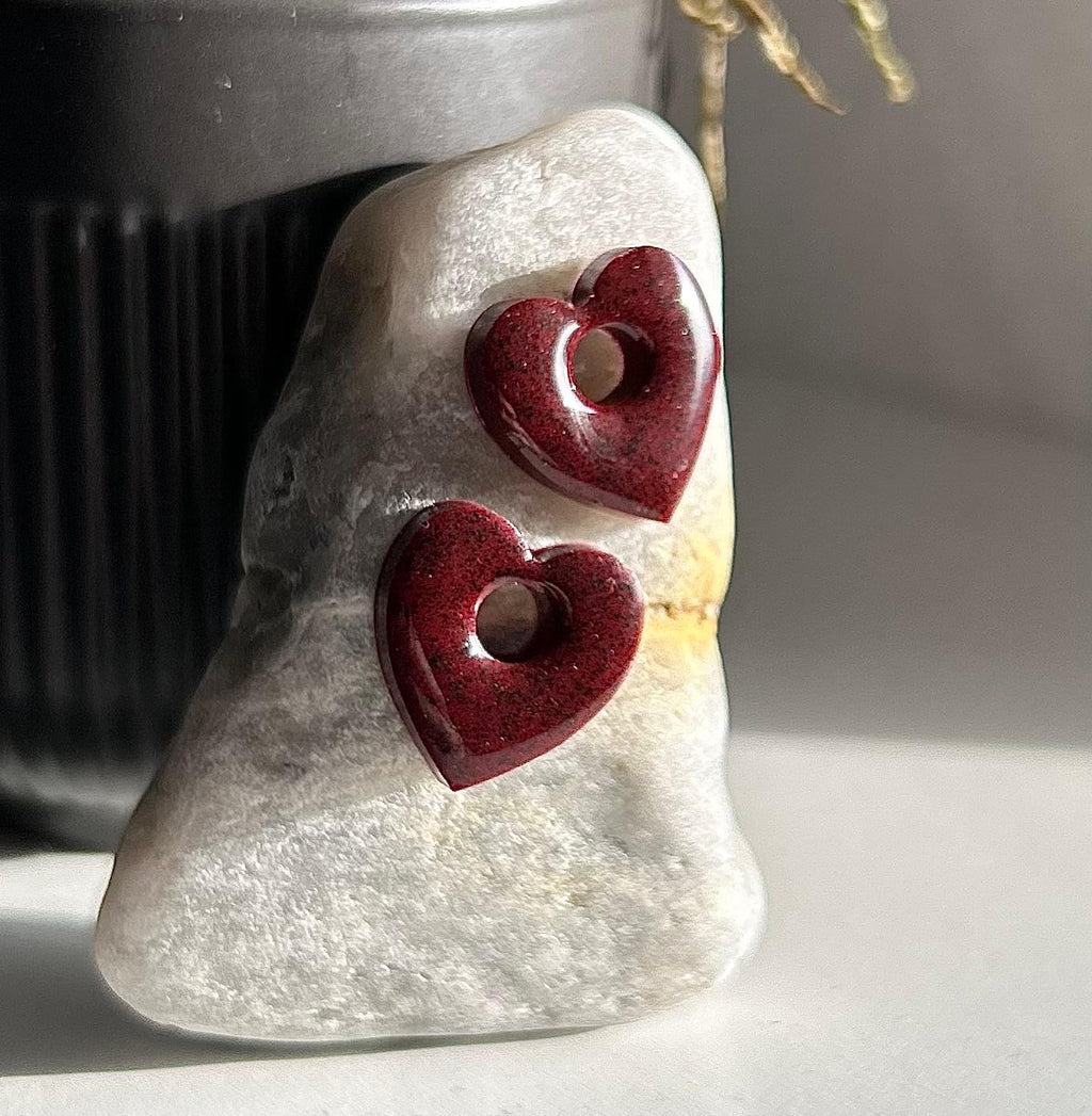 Pampilles cœur bordeaux