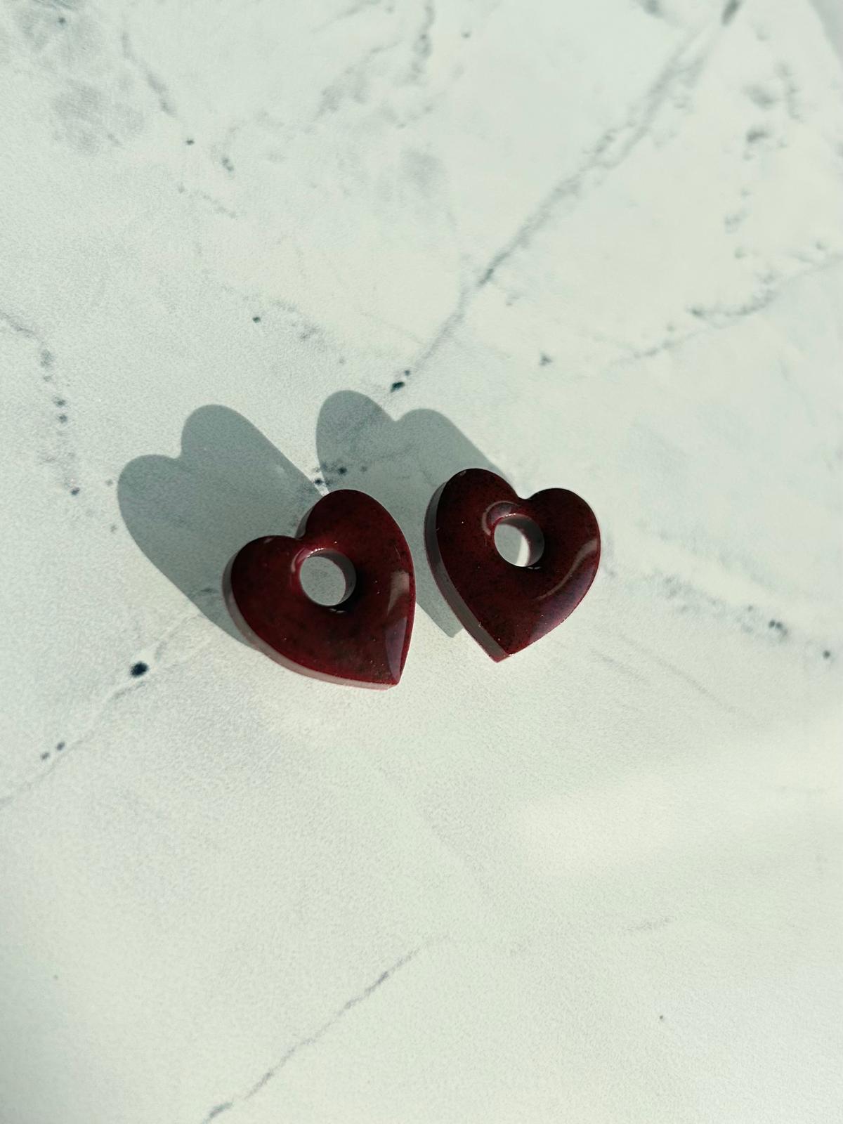 Pampilles cœur bordeaux