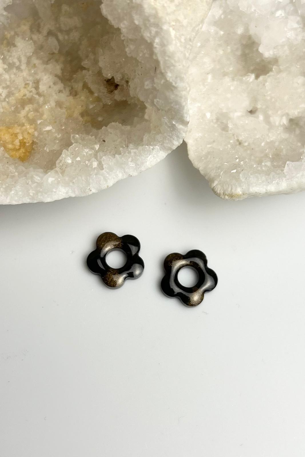 Petites pampilles fleurs noires et marrons