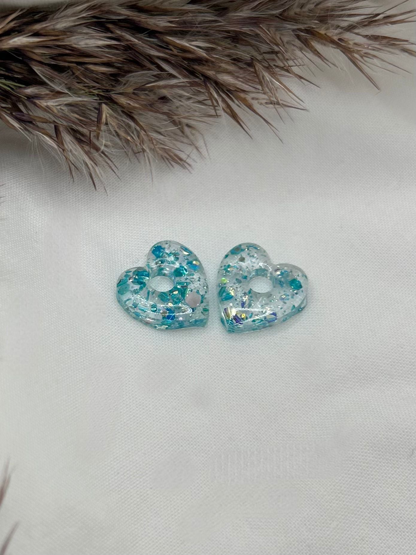 Pampilles cœurs paillettes bleues