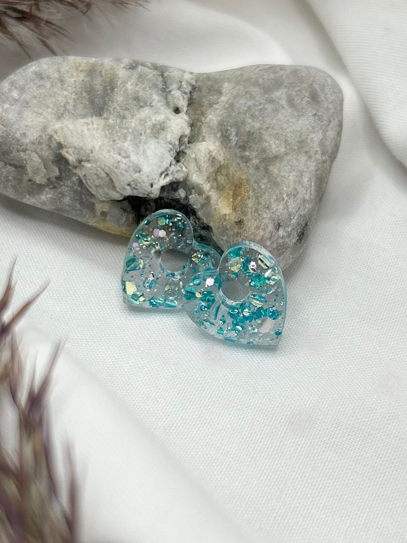 Pampilles cœurs paillettes bleues