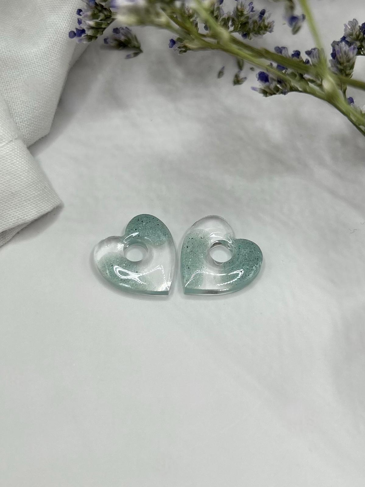 Pampilles coeurs vertes et transparentes