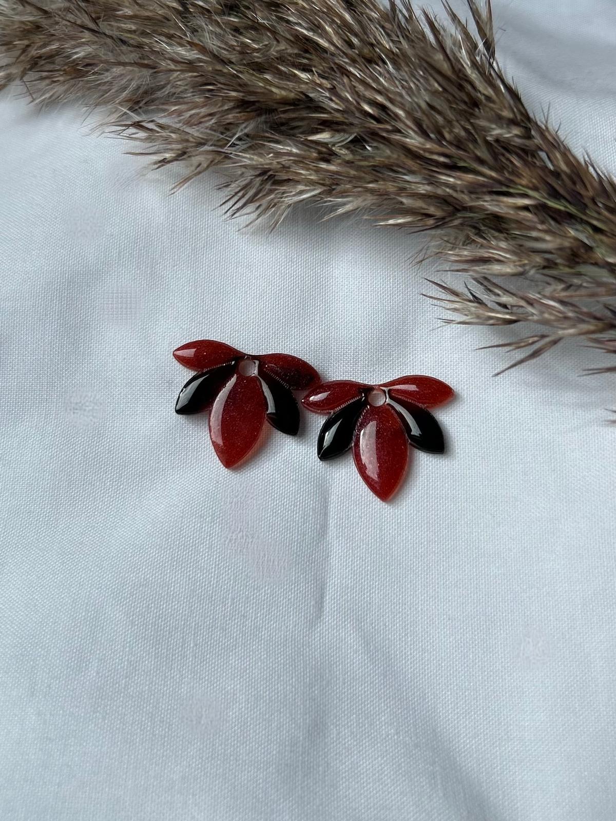 Pampilles fleurs rouges et noires