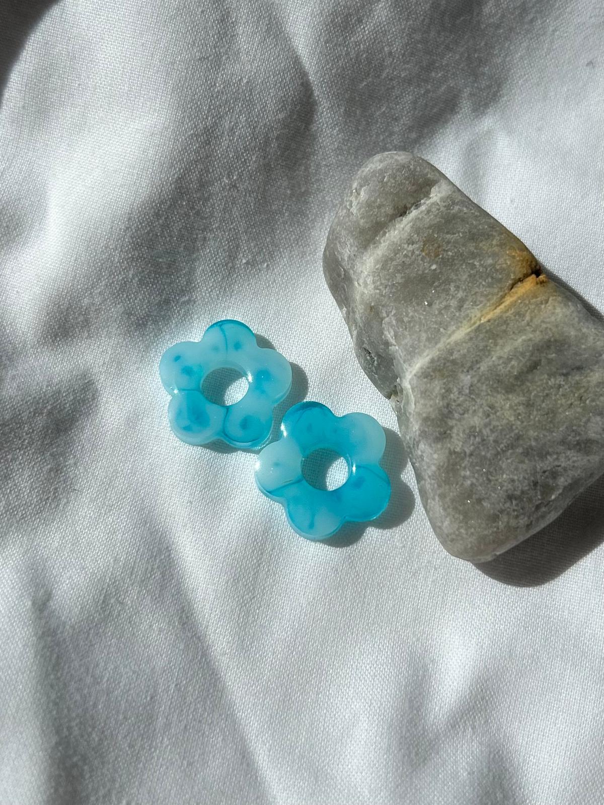 Pampilles fleurs bleues et blanches